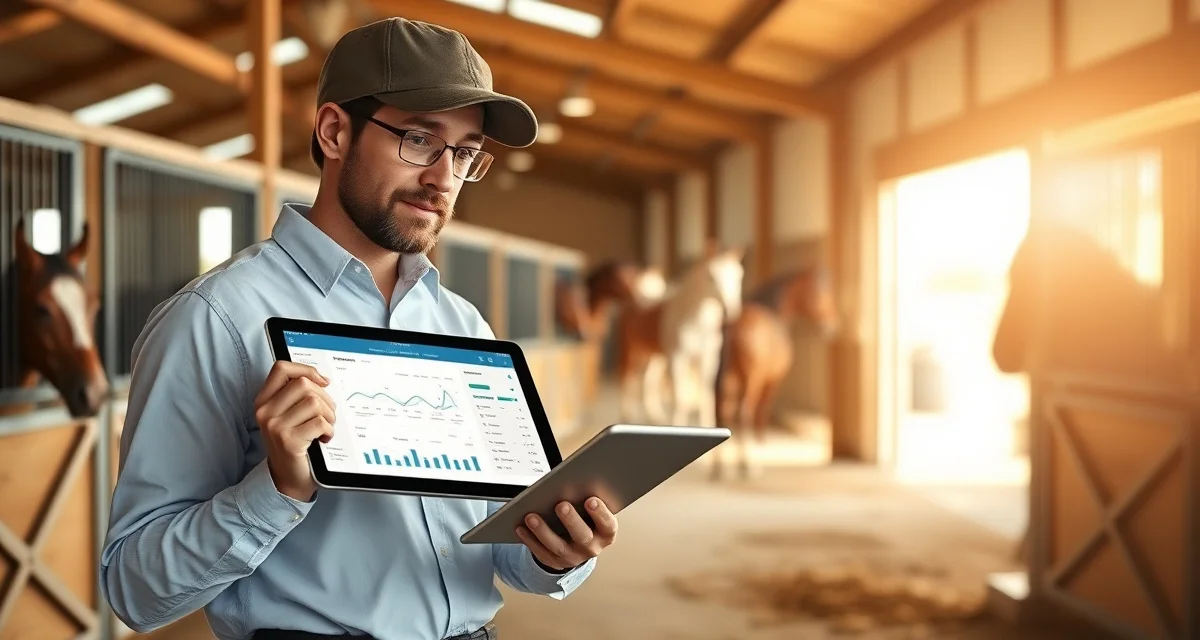 4-H equine barn manager using BarnBeacon billing software to track youth program expenses and facility invoices