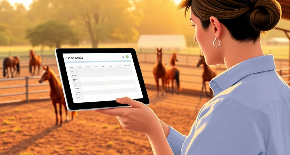 Digital turnout scheduling interface for horse barn management showing organized pasture assignments and automated coordination tools for equine facilities.