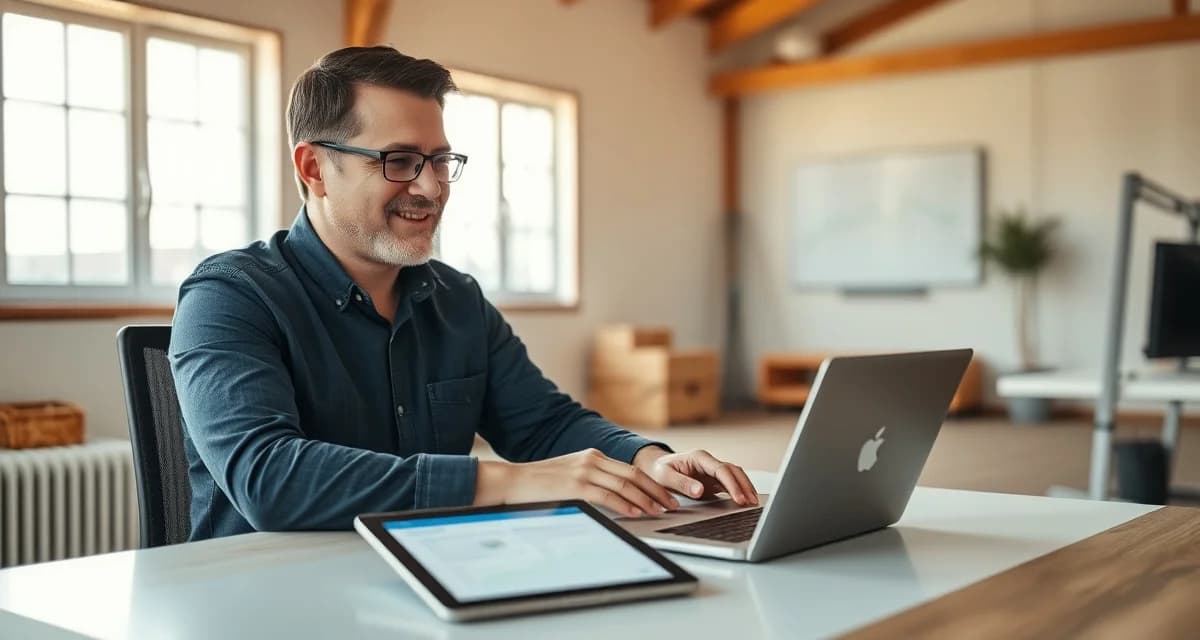 Barn manager using client payment portal on laptop to streamline invoice payments and reduce billing friction