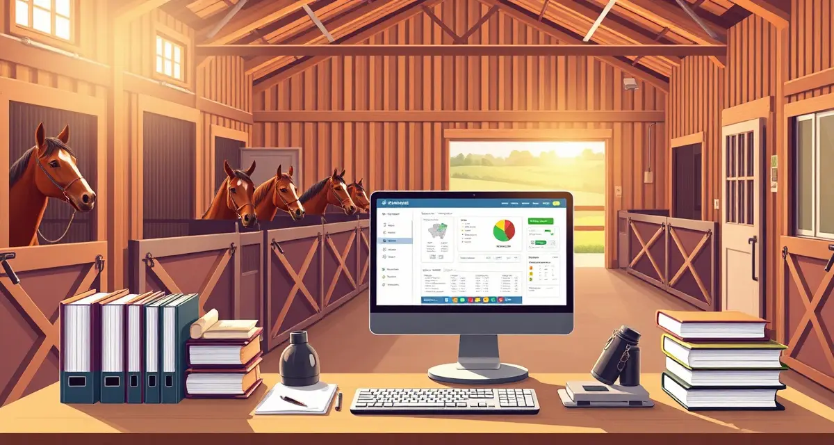 Barn management software interface for Iowa horse facilities showing organized digital records and scheduling tools for equine operations.