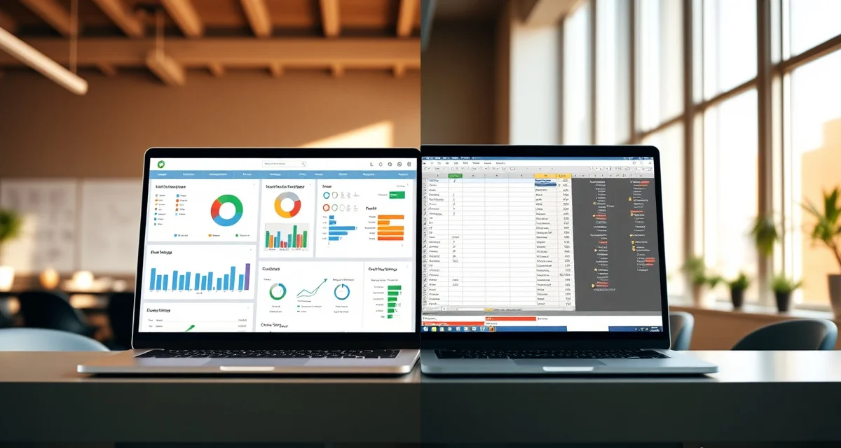 Comparison of barn management software dashboard versus traditional spreadsheet for horse stable operations and record keeping