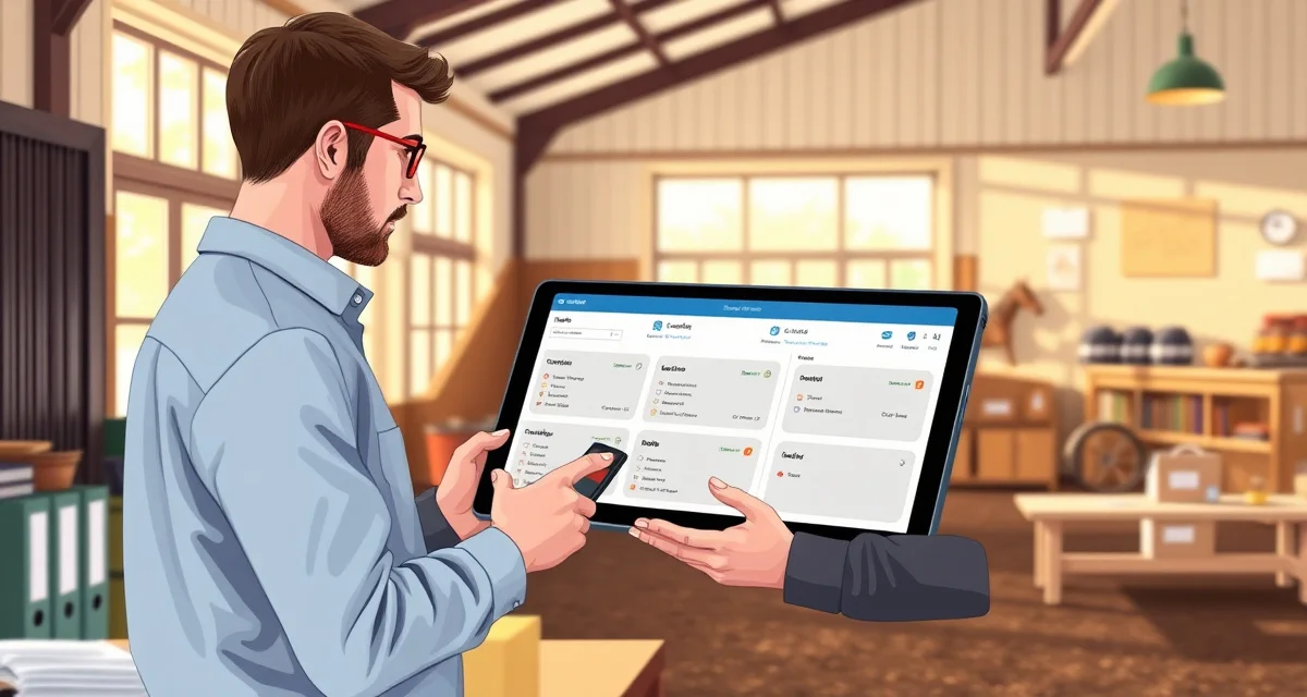 Digital staff management permissions dashboard showing role-based access controls for equine facility operations
