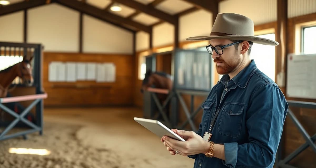 Cutting barn manager using communication software to send emergency updates to horse owners about show deadlines and NCHA points tracking