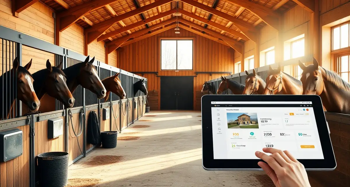 Organized horse barn with seasonal operations management system for endurance facility planning and competition scheduling
