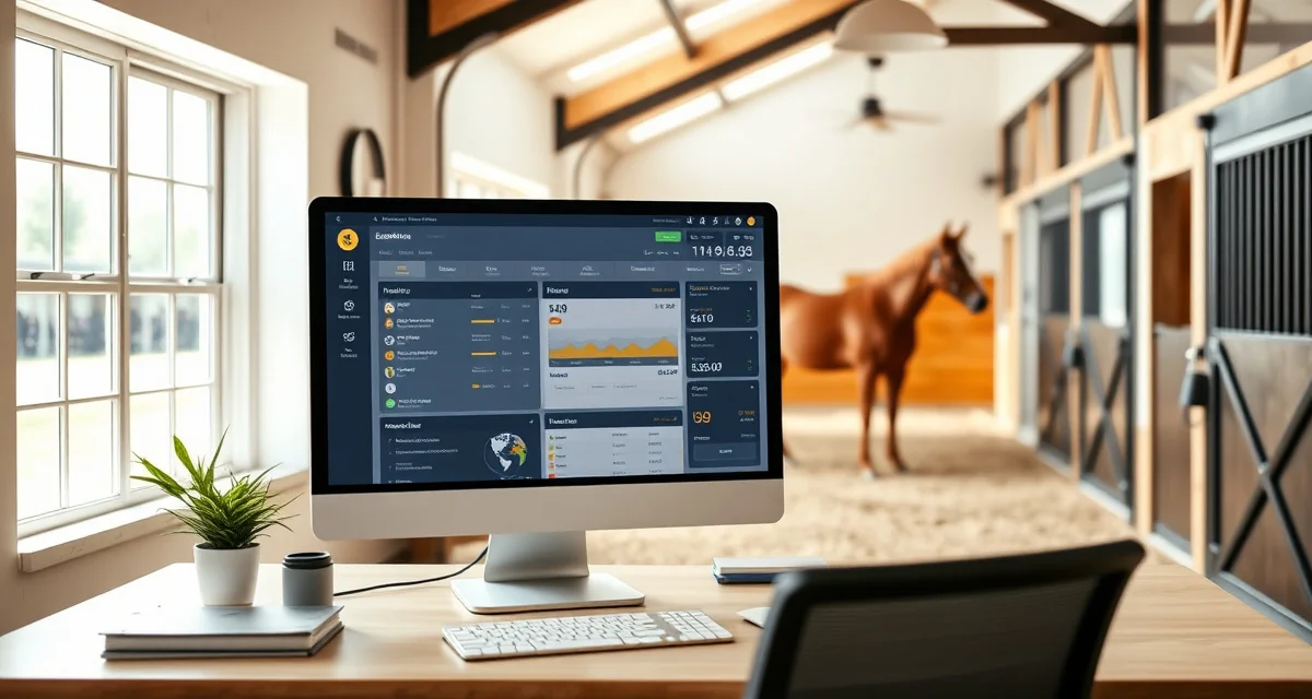 Equestrian facility management software dashboard showing scheduling, invoicing, and owner communication tools for South Dakota horse barns.
