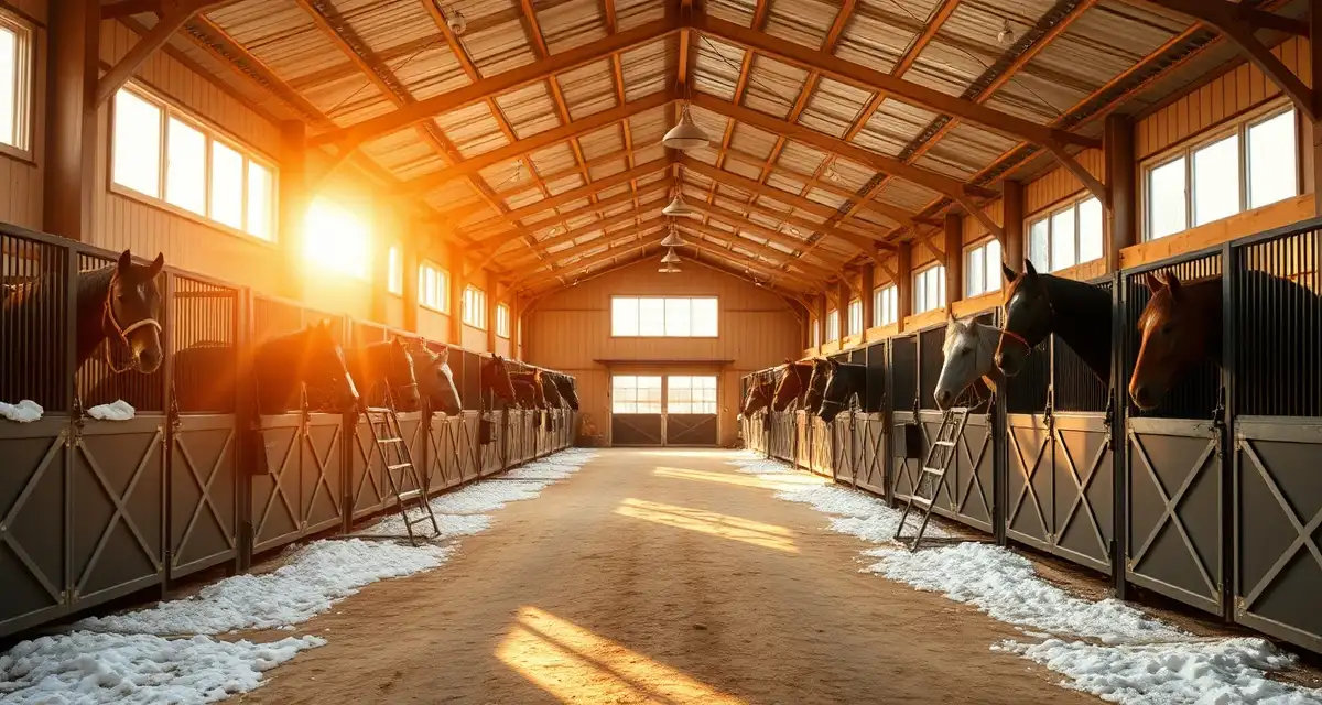Modern horse barn management software interface displayed in a professional equestrian facility near Fargo, North Dakota during winter operations.