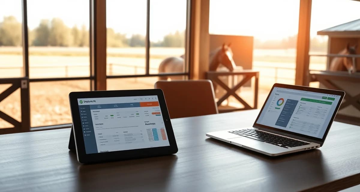 Digital billing management dashboard for horse barn owner accounting and invoice tracking software