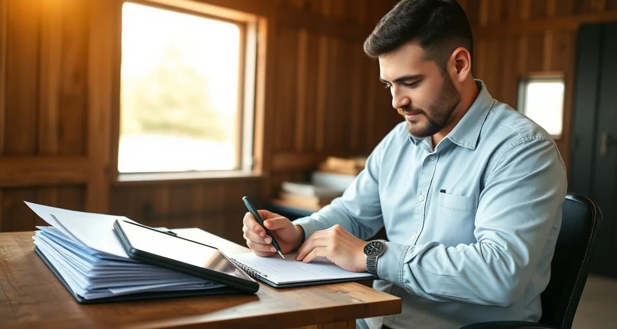 Horse barn manager reviewing service logs and invoices on tablet for accurate monthly billing