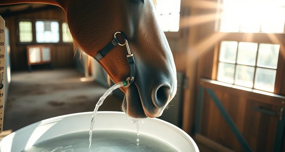 Horse drinking water during summer electrolyte management in a stable barn environment with proper hydration protocol