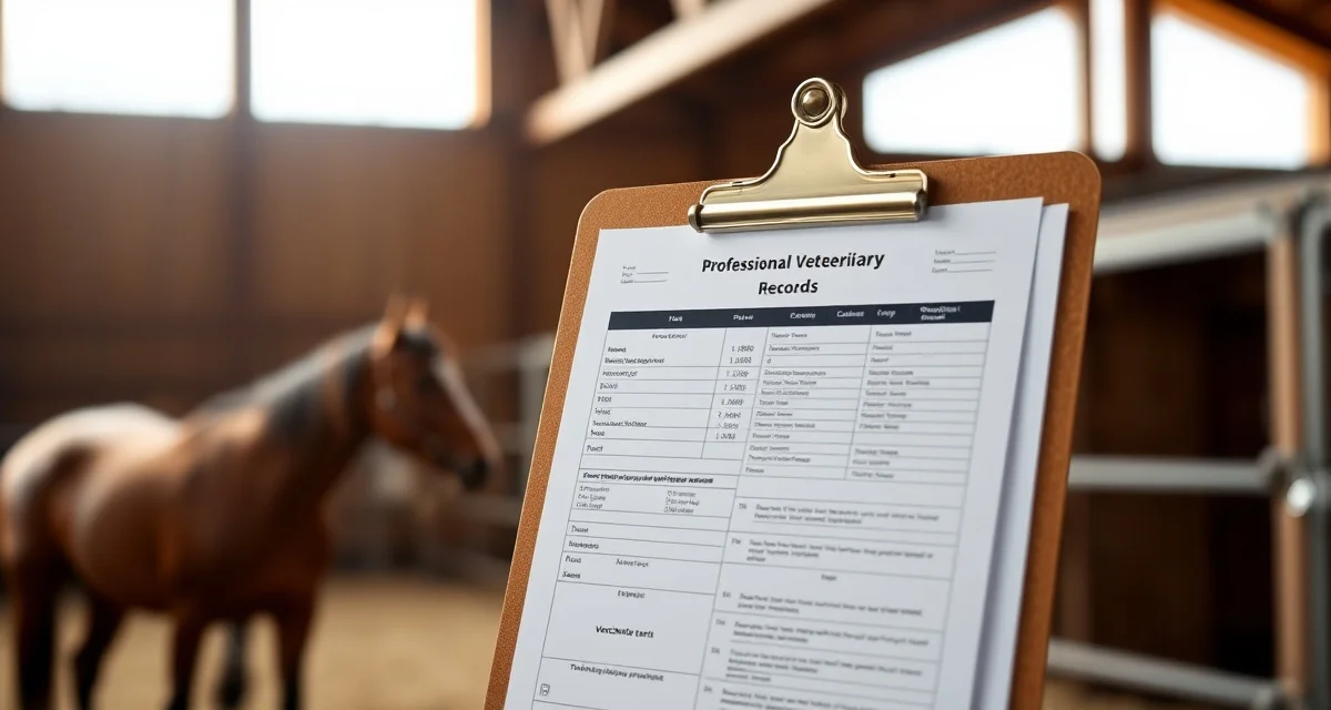 Organized veterinary records and medical documentation system for horses in a professional barn management setting