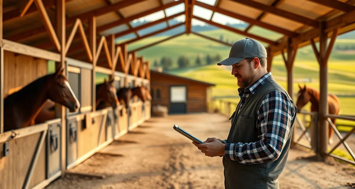Barn management software interface for Idaho equestrian facilities showing stable organization and horse care scheduling tools.