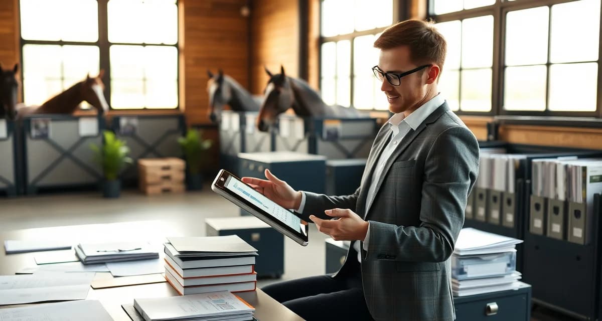 Horse barn manager organizing lesson barn billing packages and pricing structure using stable management software