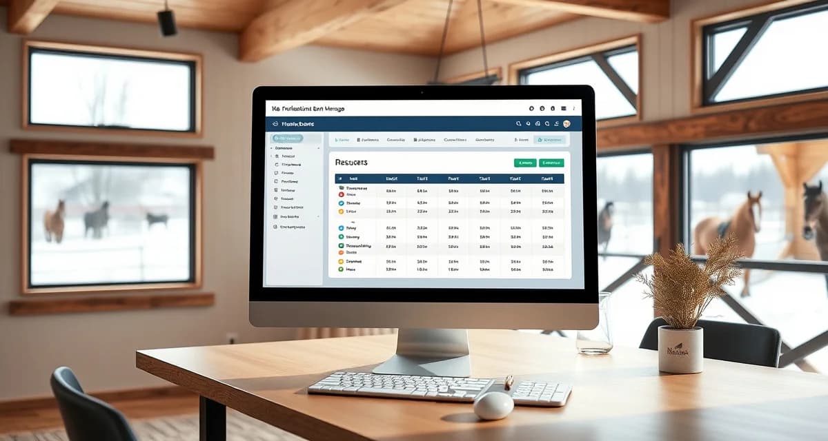 Modern horse barn management software interface displayed on tablet for North Dakota equestrian facilities operations