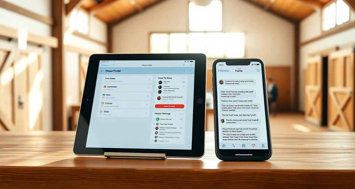 Comparison of owner portal software versus group text messaging for horse barn communication management