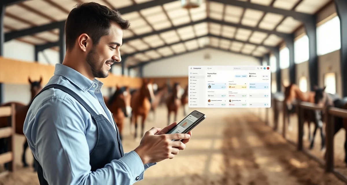 Pony Club barn managers using digital communication software to coordinate with horse owners and youth riders on mobile devices