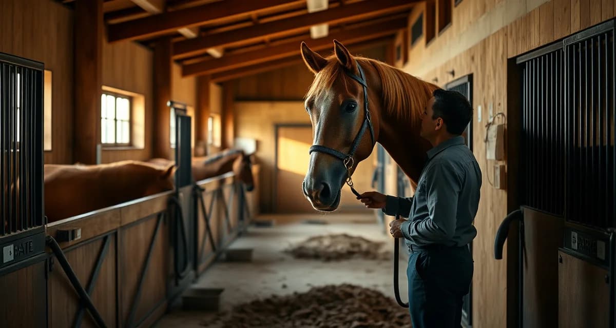 Retirement barn manager communicating with horse owner about senior horse care and daily updates at boarding facility