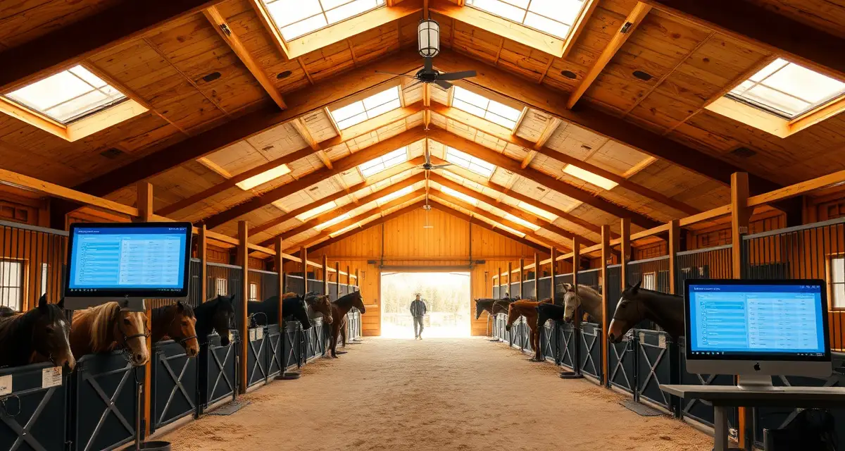 Horse barn management software dashboard for South Dakota equine facilities showing digital records and scheduling system