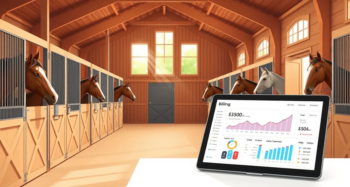Horse barn split billing system showing multiple co-owners and shared expense tracking for equine facilities