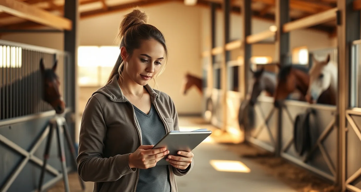 Therapeutic barn manager documenting incident reports and owner communication in horse stable management software