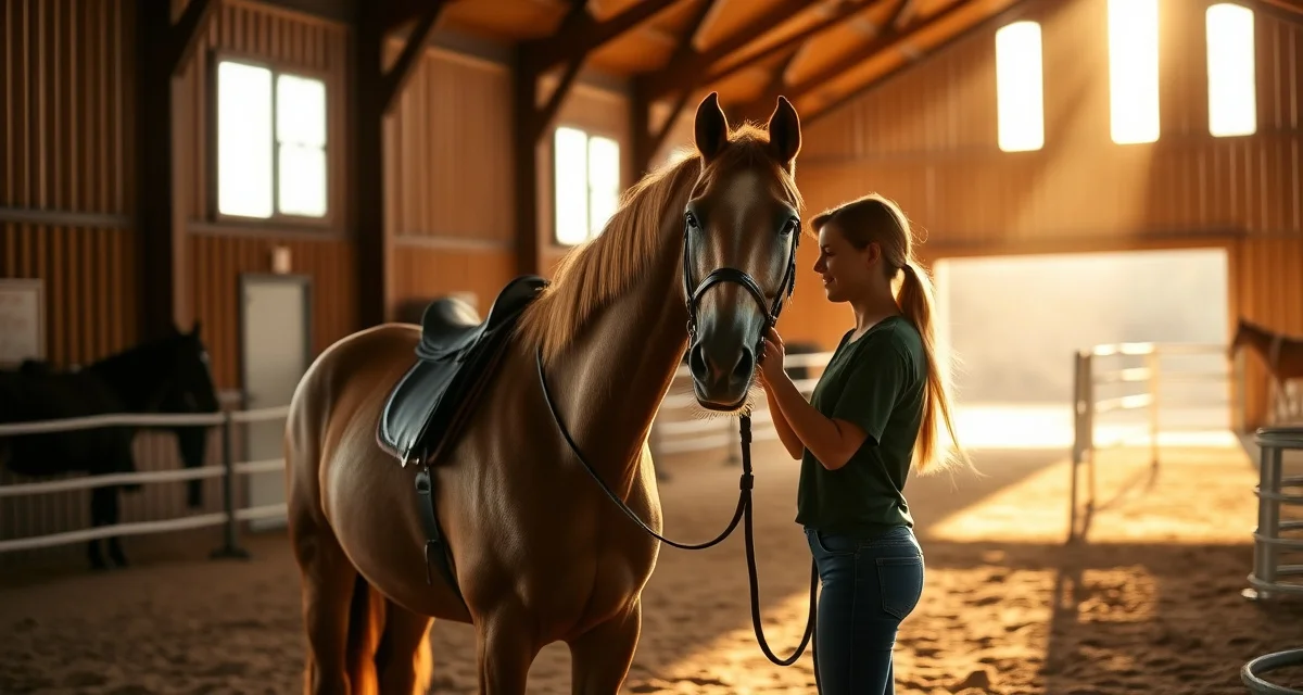 Therapeutic barn staff documenting daily horse care and owner communication in equestrian management system