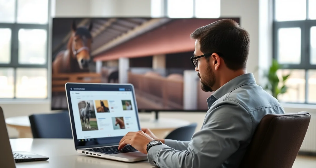 Barn manager comparing USEF partner barn software features and billing capabilities on laptop screen