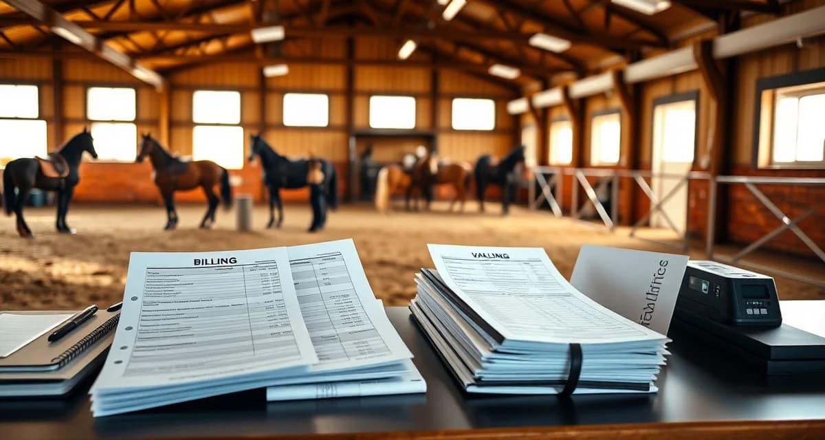 Vaulting barn billing and financial management system for equestrian facilities with team fees and competition cost tracking